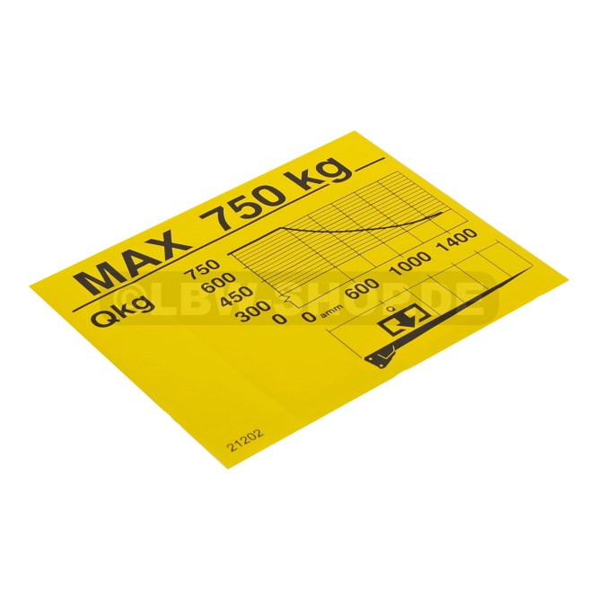 Label Loading Diagram 750kg Zepro 160x130mm 