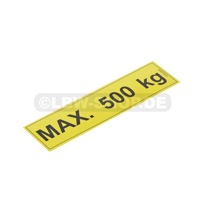 Sicherheitsaufkleber Max. 500kg 